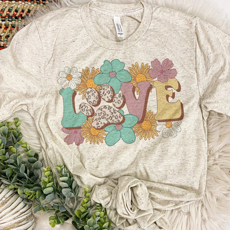 Love Puppy paw print floral tee