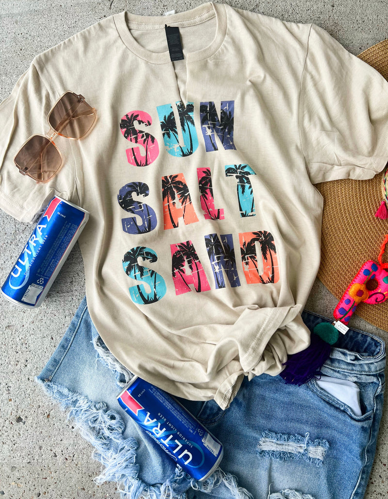Sun Salt Sand Colorful letters tee